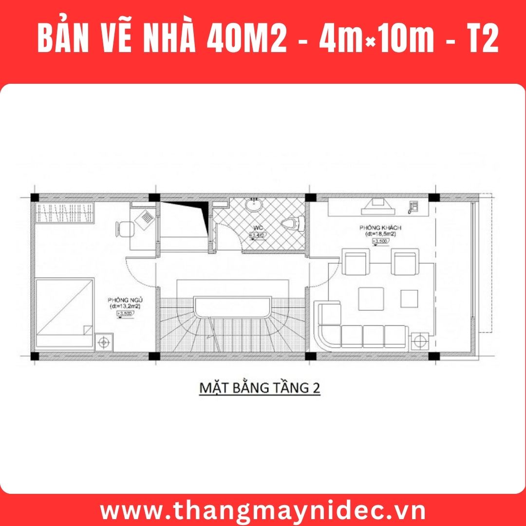 Thang máy gia đình cho nhà 40m2 - tầng 2