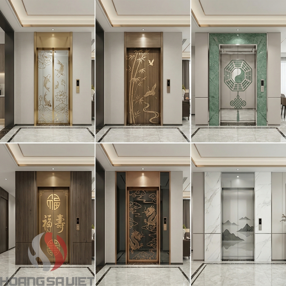 Không nên mix quá nhiều màu trong cabin thang máy