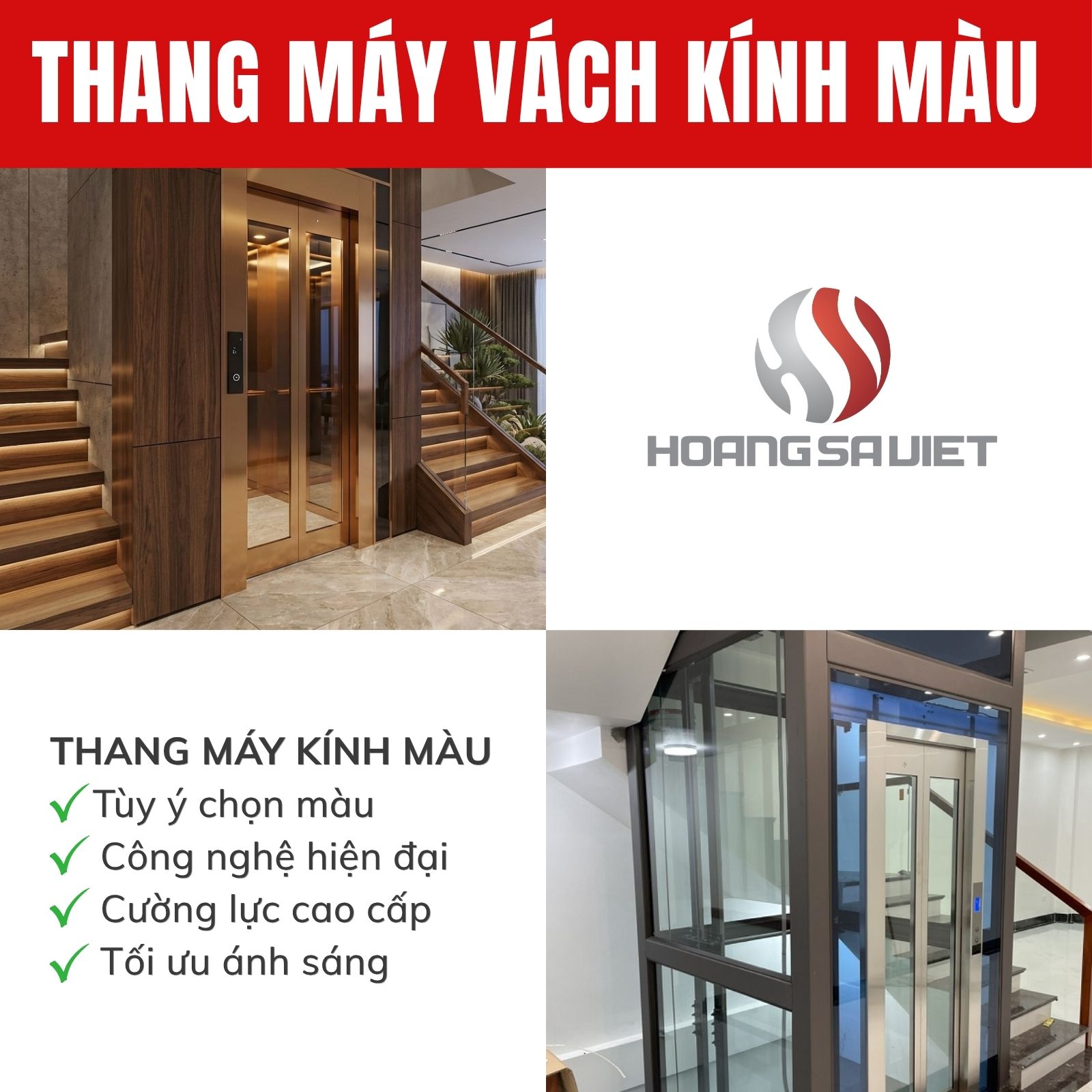 Màu kính của thang máy Hoàng Sa Việt Elevator
