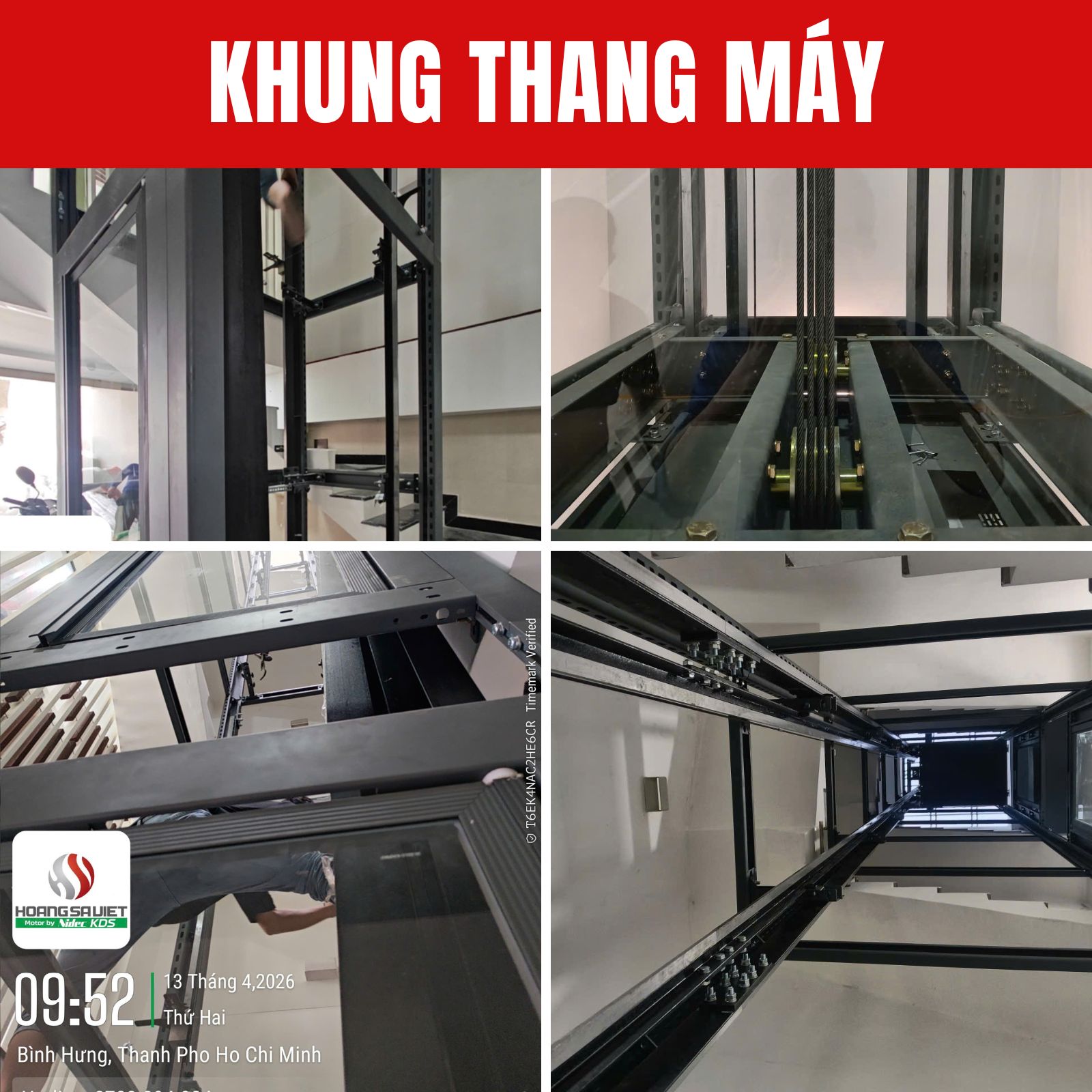 Khung thang máy kính 450kg