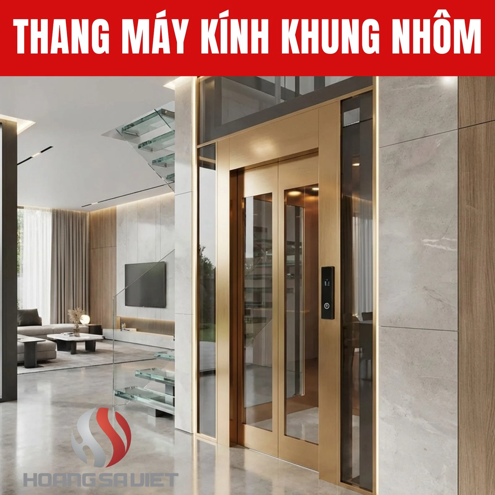 Mẫu Thang Máy Kính Khung Nhôm Có Tại THANGMAYNIDEC