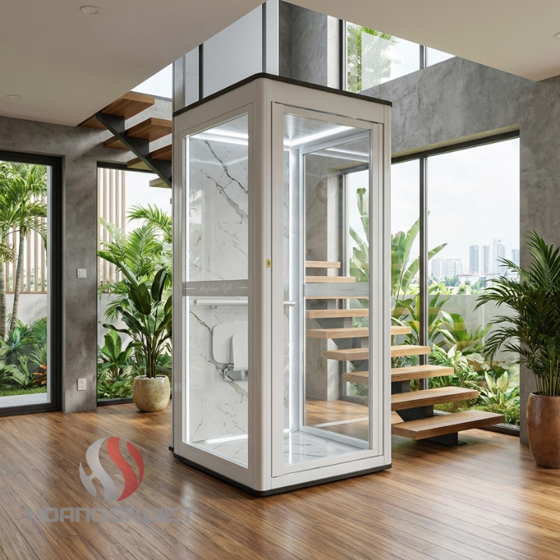 Thang máy siêu nhỏ dòng ba lô thủy lực tại Hoàng Sa Việt