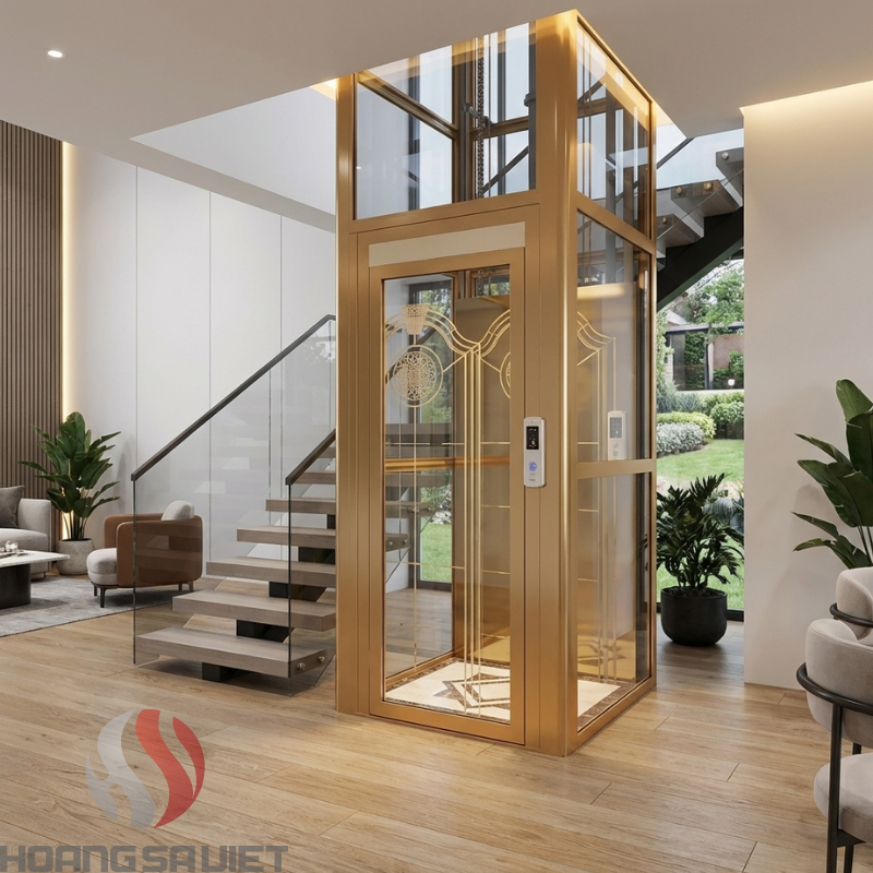 Thang máy thủy lực 3 tầng cửa mở tay tại Hoàng Sa Việt