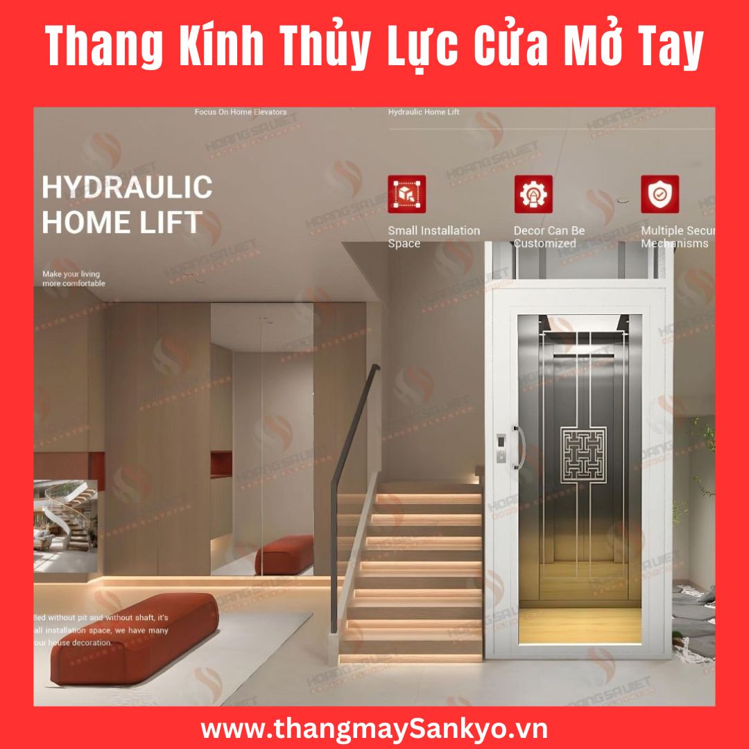 Thang kính thủy lực cửa mở tay Thang kính thủy lực cửa mở tay