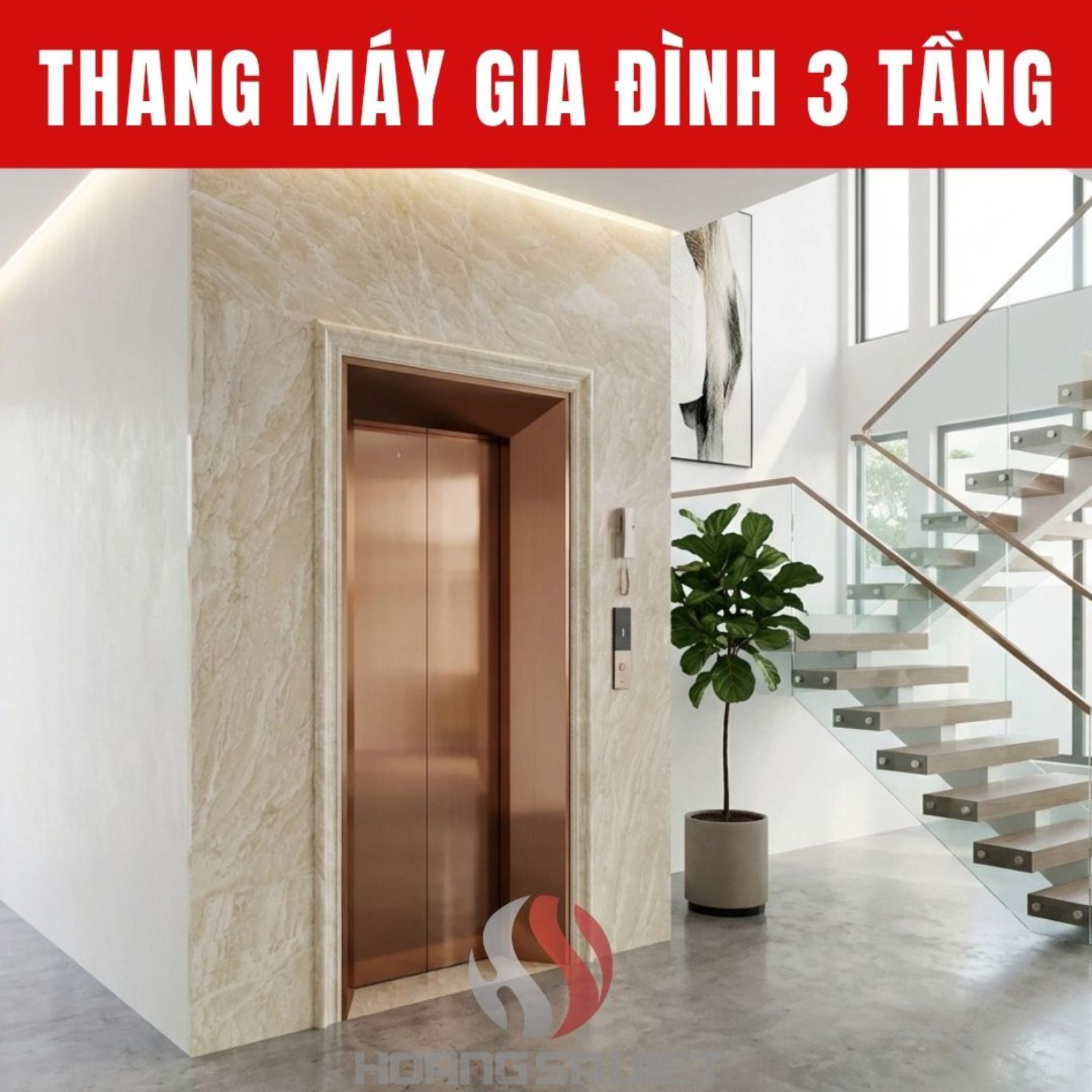 Thang máy gia đình lắp đặt cho nhà 3 tầng