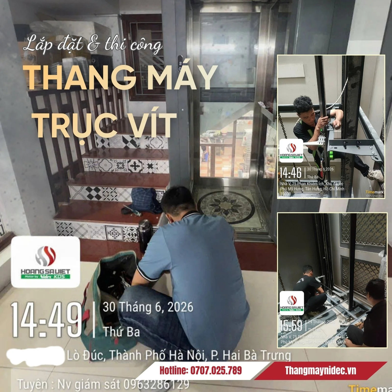 Thi Công Thang Máy Trục Vít - Thangmaynidec Thi Công Thang Máy Trục Vít - Thangmaynidec