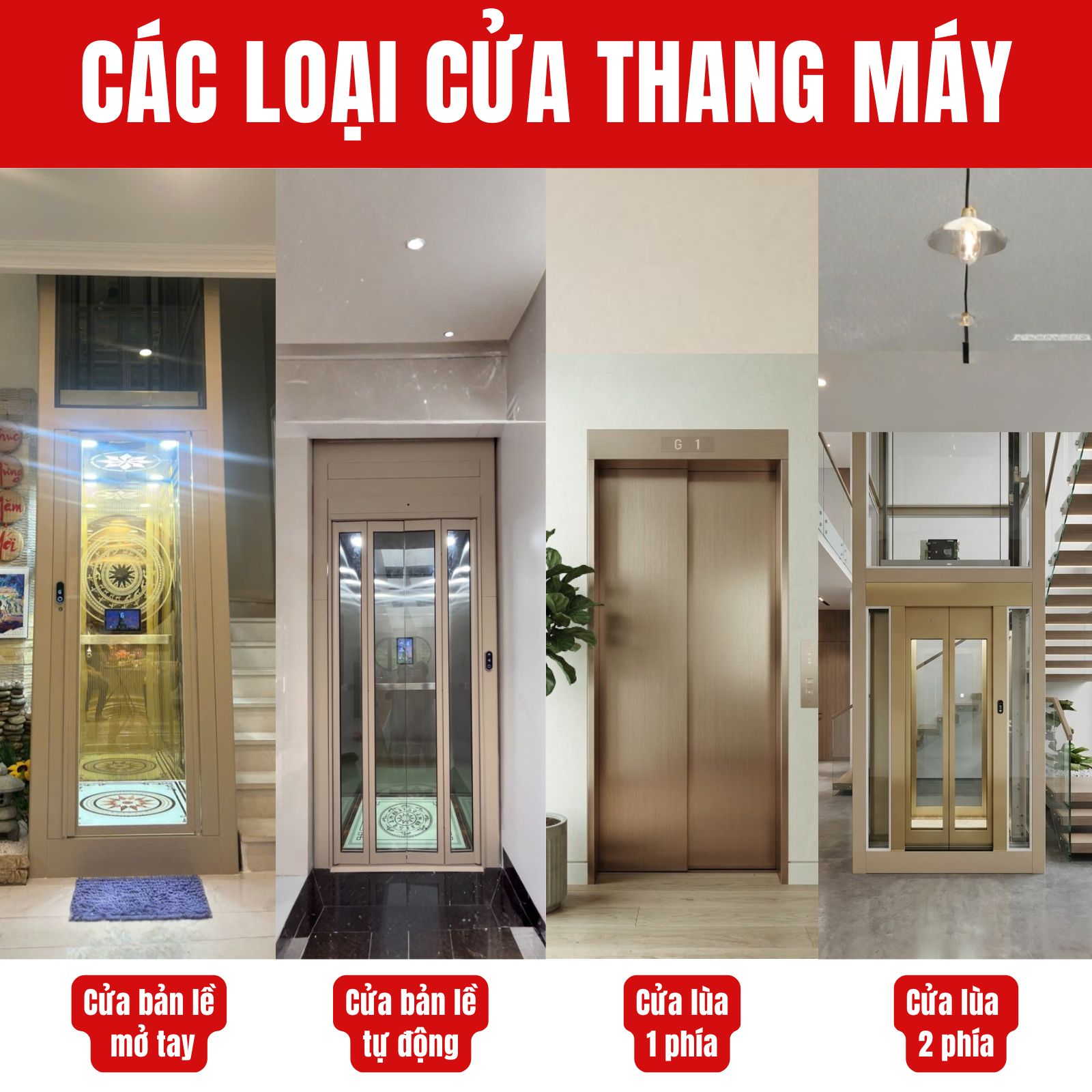Phân loại các loại cửa dùng trong thang máy