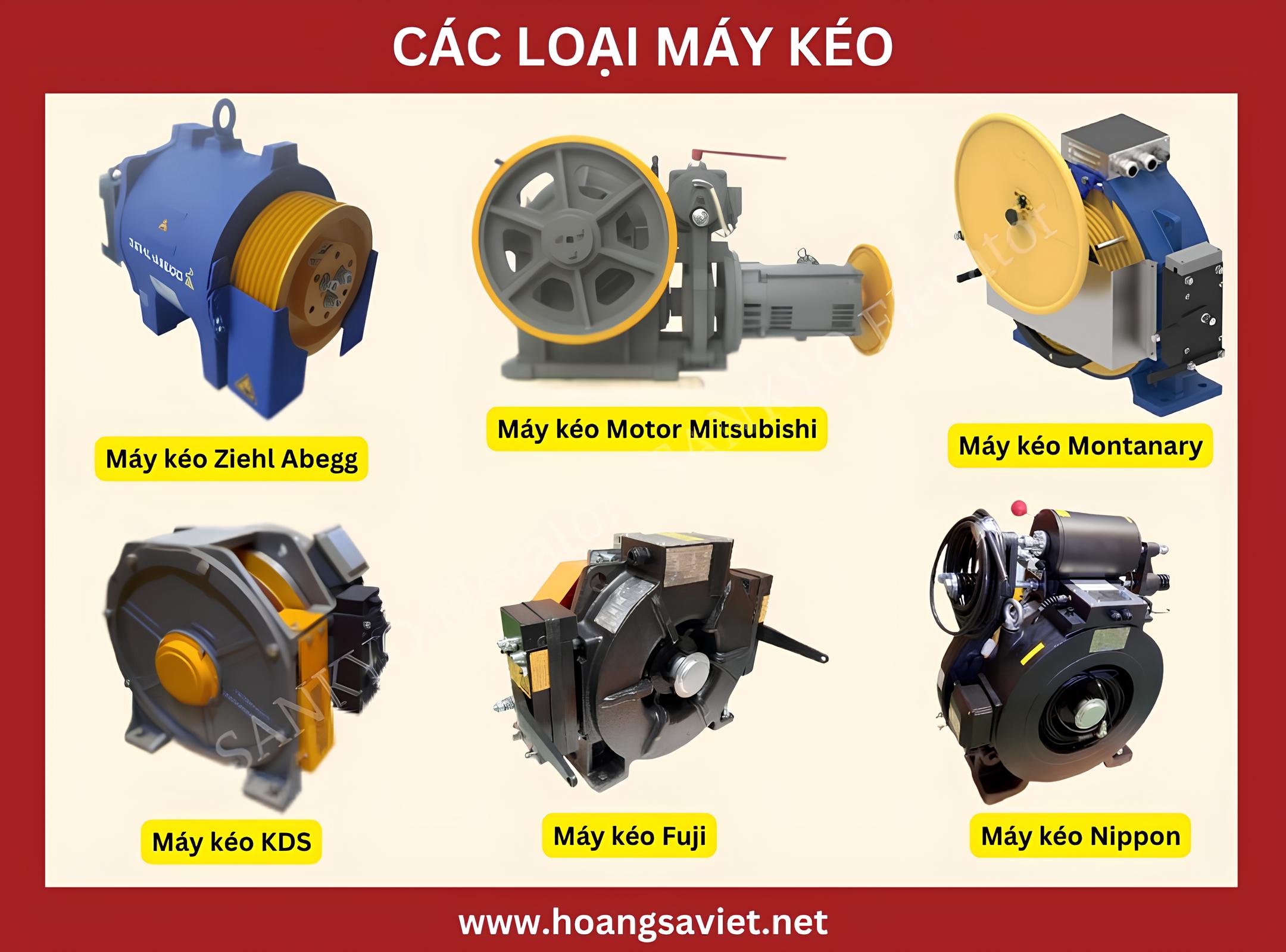 Các loại máy kéo trong thang máy Các loại máy kéo trong thang máy