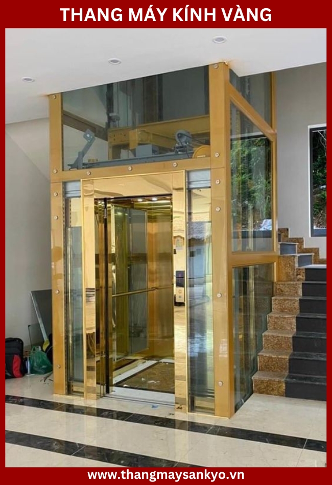 The golden glass elevator model must be designed in harmony with the overall design of the project The golden glass elevator model must be designed in harmony with the overall design of the project