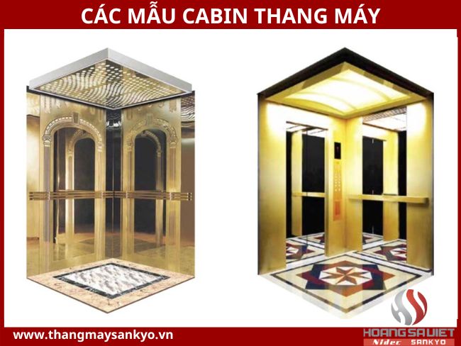 Cabin thang máy hiện đại với ốp gương và đèn LED Cabin thang máy hiện đại với ốp gương và đèn LED