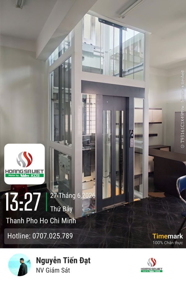 ảnh thực tế cửa lùa thang máy mini tại Hoàng Sa Việt
