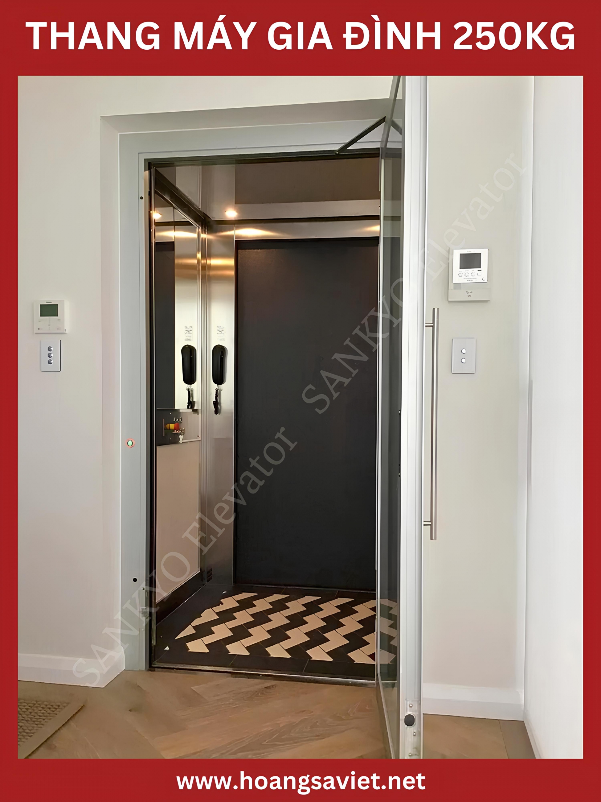 Mẫu thang máy gia đình 250kg Mẫu thang máy gia đình 250kg