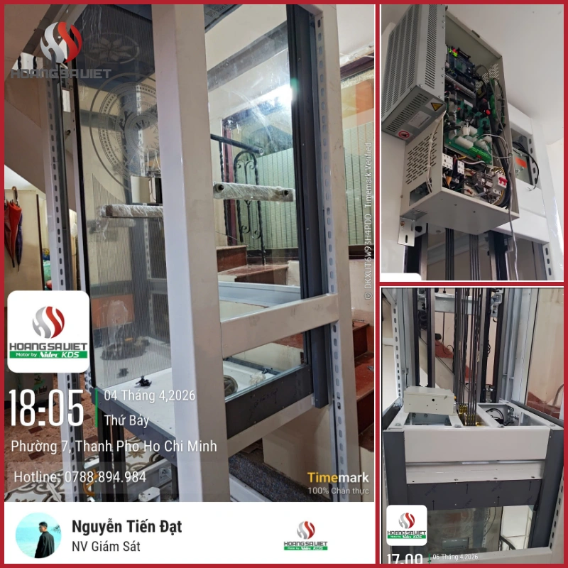 Hoàn thiện lắp đặt khung cabin vách kính hoa văn và hệ thống tủ điện điều khiển