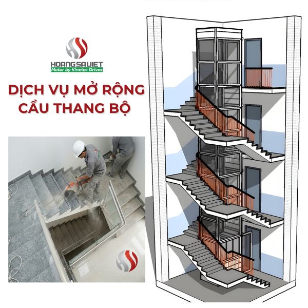 Mở rộng cầu thang bộ để lắp đặt thang máy 