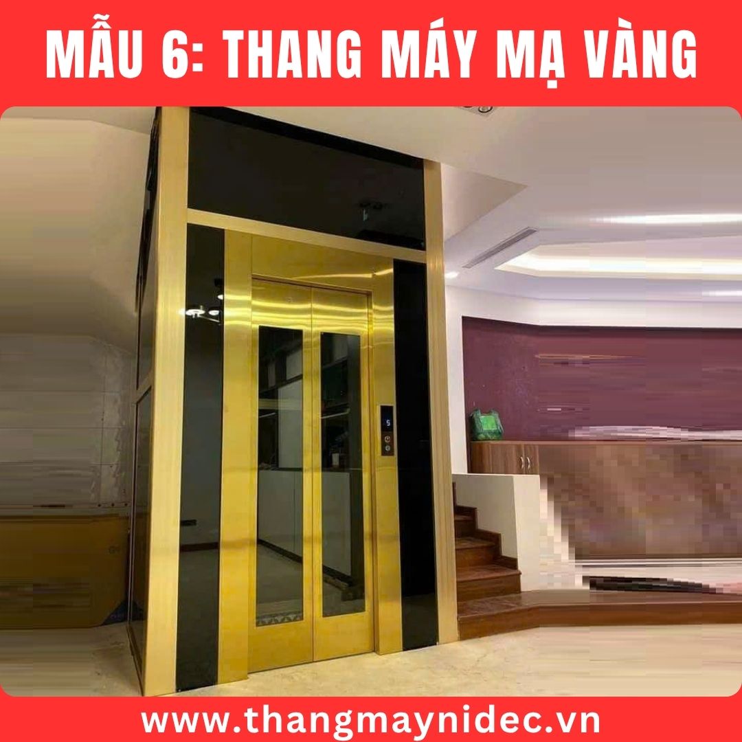 thang máy gia đình màu vàng