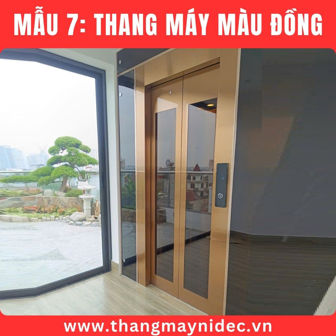 thang máy gia đình màu đồng