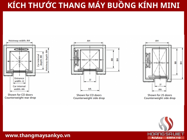 Tham khảo kích thước thang máy buồng kính mini Tham khảo kích thước thang máy buồng kính mini