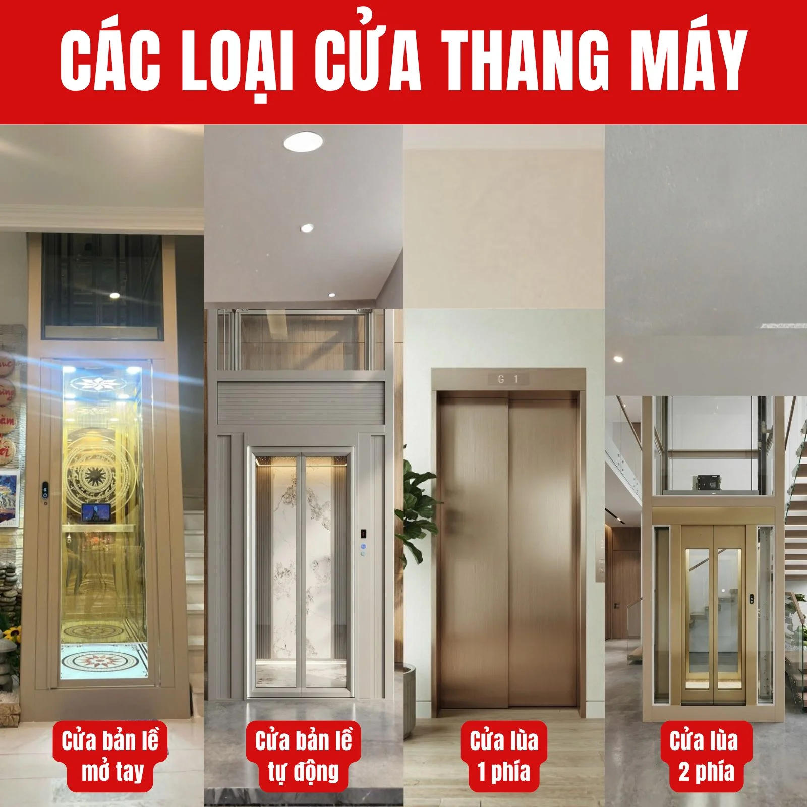 Phân loại các loại cửa dùng trong thang máy