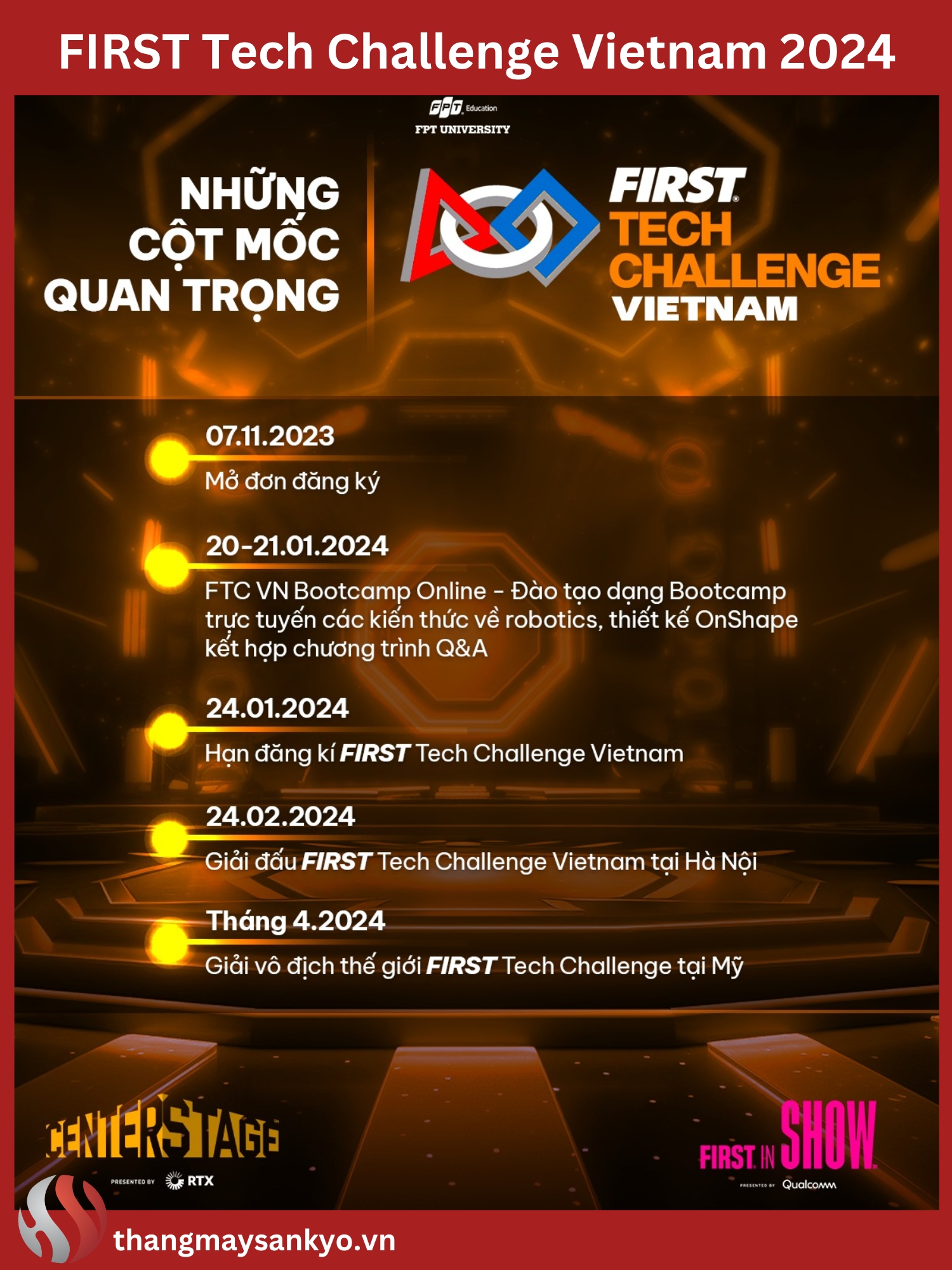 Lịch trình FIRST Tech Challenge Vietnam 2024 Lịch trình FIRST Tech Challenge Vietnam 2024