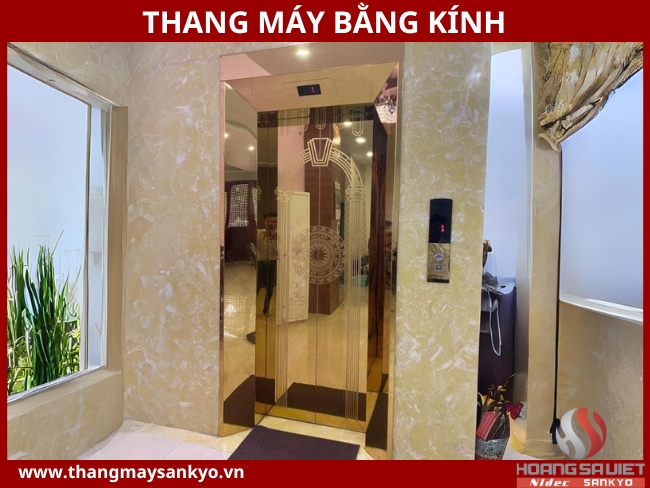 Interior glass elevator model with yellow decoration Interior glass elevator model with yellow decoration