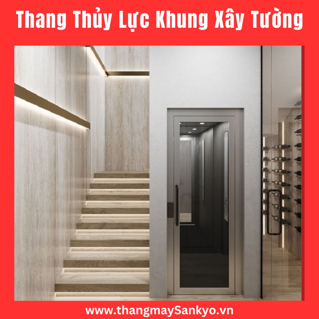 Mẫu thang máy thủy lực khung bao xây tường Mẫu thang máy thủy lực khung bao xây tường