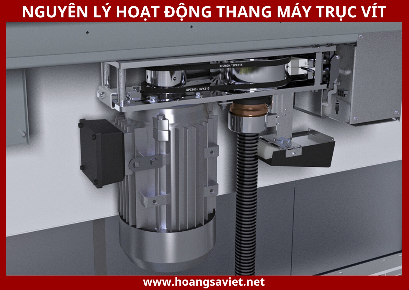 Bộ phận hoạt động của thang máy trục vít Bộ phận hoạt động của thang máy trục vít
