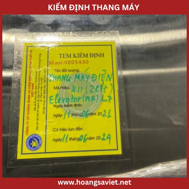 Hình ảnh minh họa tem kiểm định thang máy Hình ảnh minh họa tem kiểm định thang máy