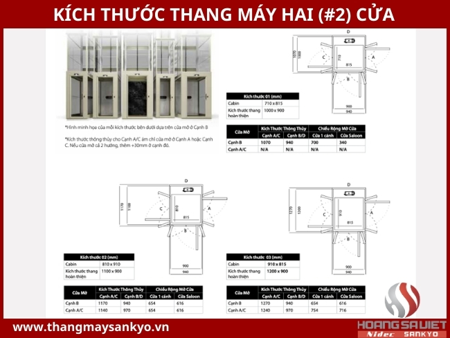 Tham khảo kích thước thang máy 2 cửa Tham khảo kích thước thang máy 2 cửa