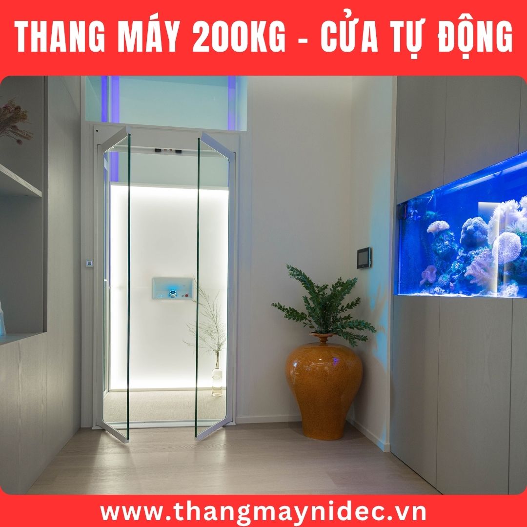 Thang máy cáp dẹt bàn nâng cửa tự động 200kg Thang máy cáp dẹt bàn nâng cửa tự động 200kg