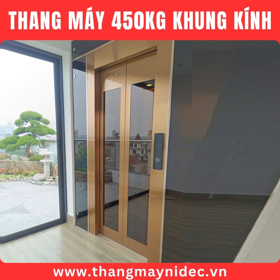 Thang máy gia đình 450kg khung kính Thang máy gia đình 450kg khung kính
