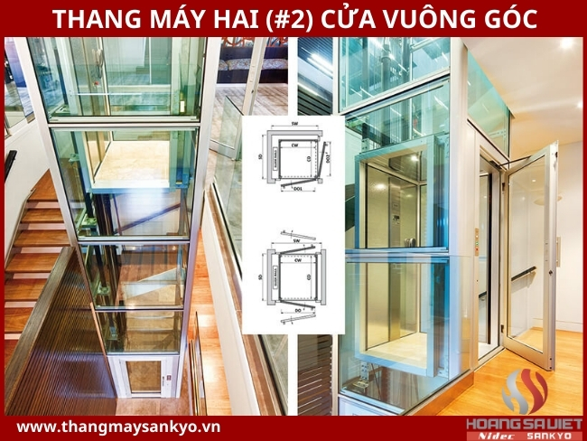 Thang máy hai cửa vuông góc Thang máy hai cửa vuông góc