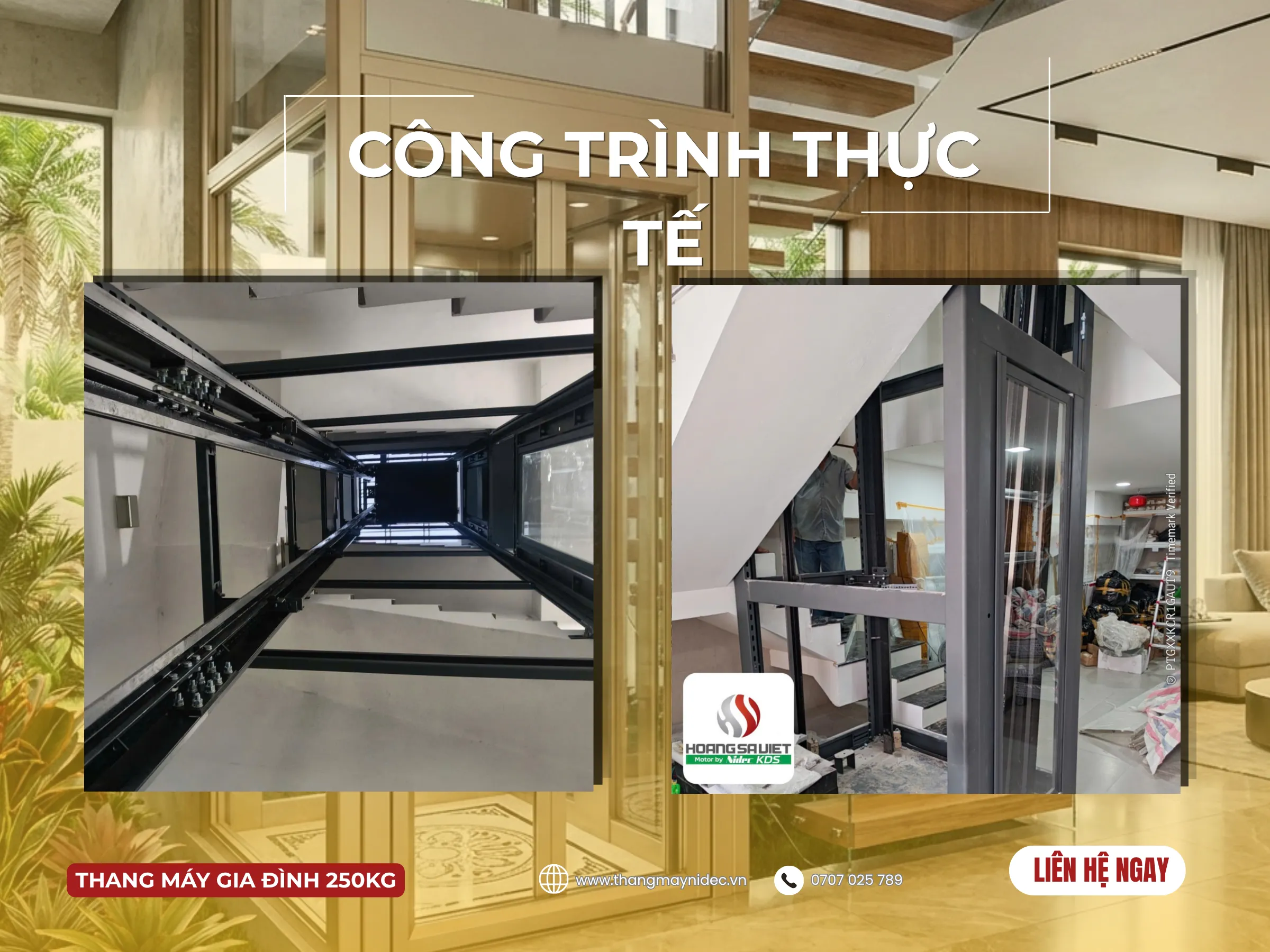 Công Trình Thực Tế Thang Máy Gia Đình 250kg