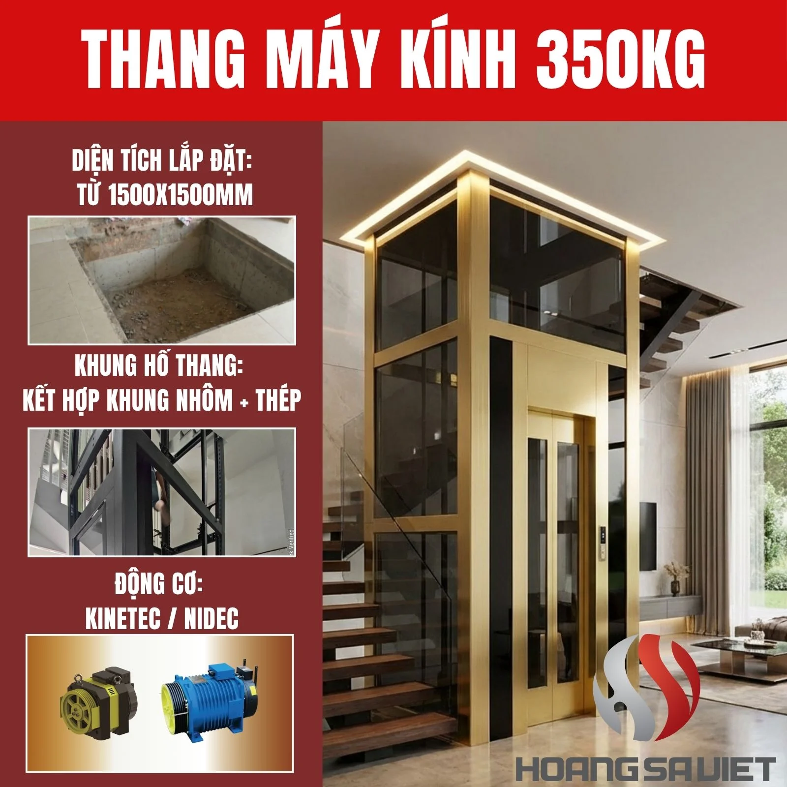 Thang Máy Kính 350kg