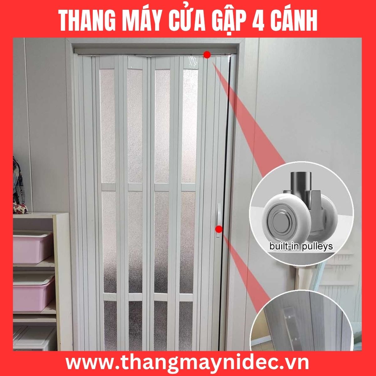 Thang máy cửa gập 4 cánh Thang máy cửa gập 4 cánh