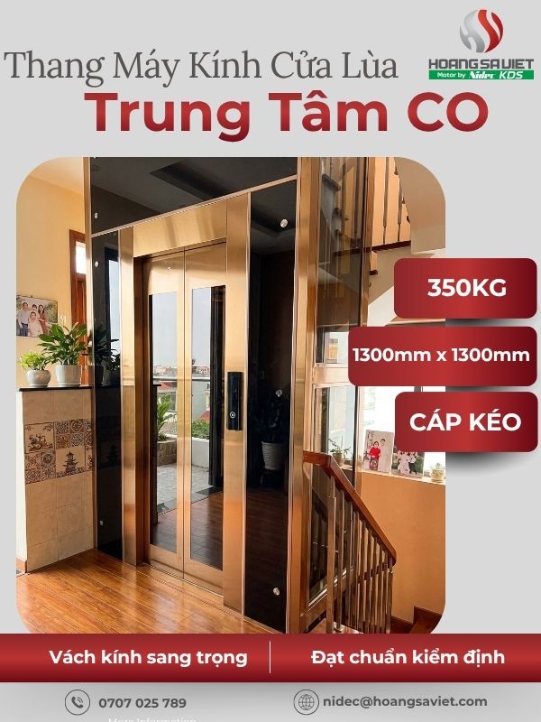 Thang máy kính cửa lùa Trung Tâm CO