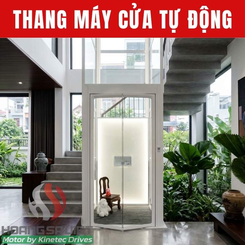 thang máy gia đình cửa bản lề mở tự động 2 cánh