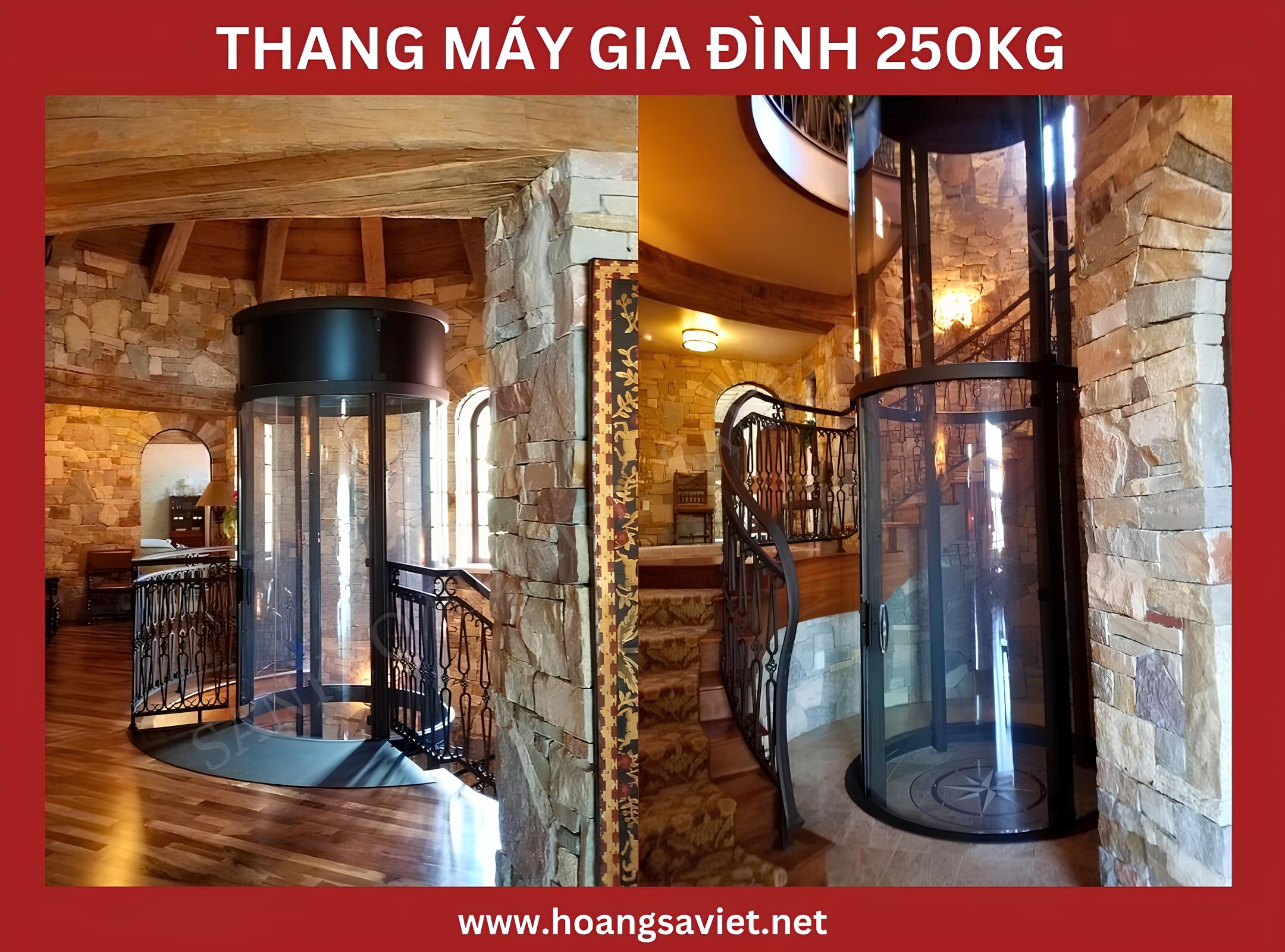 Thang máy gia đình 250kg dạng ống Thang máy gia đình 250kg dạng ống