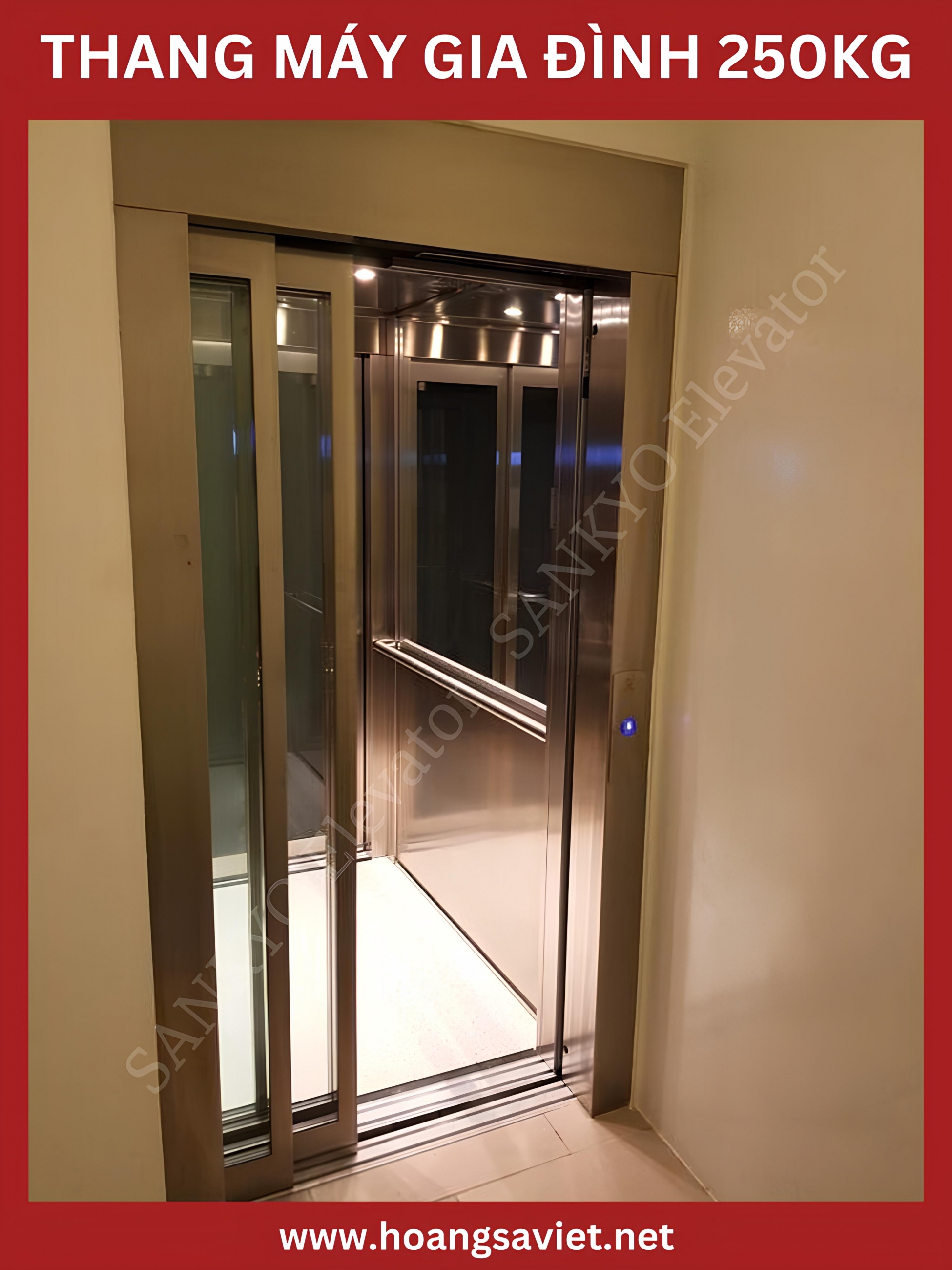 Mẫu thang máy gia đình 250kg với thiết kế đơn giản Mẫu thang máy gia đình 250kg với thiết kế đơn giản