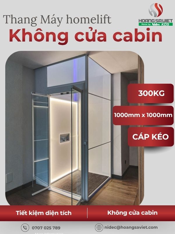 Thang máy Homelift không cửa cabin