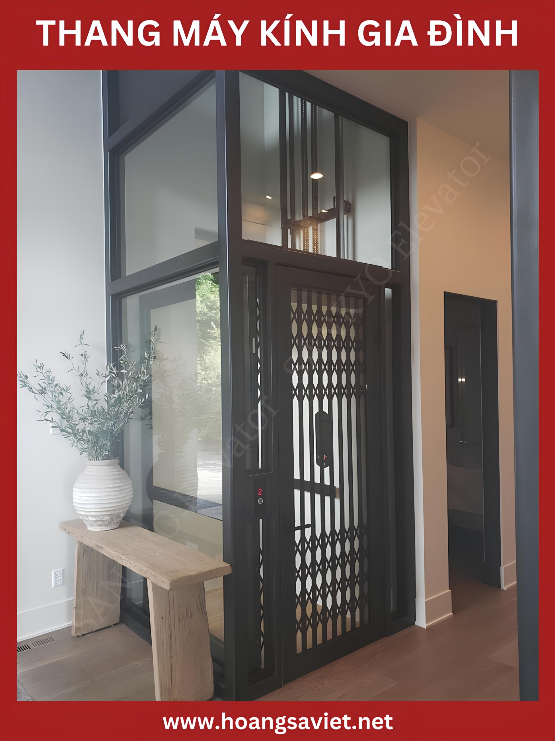 Thang máy kính gia đình đối xứng Thang máy kính gia đình đối xứng