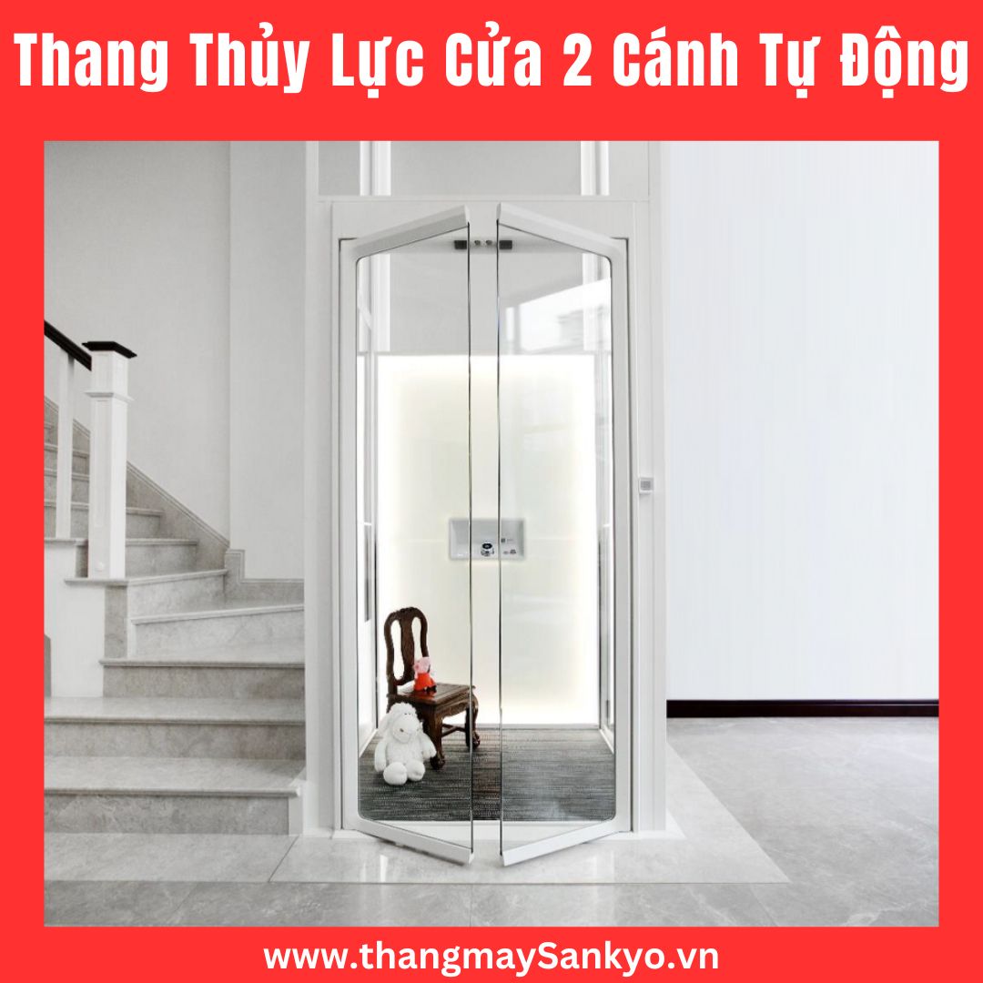 Thang thủy lực cửa hai cánh tự động Thang thủy lực cửa hai cánh tự động