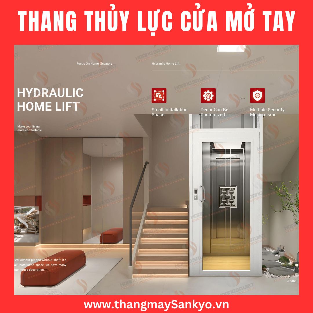 Thang máy thủy lực cửa mở bằng tay (tự đóng) Thang máy thủy lực cửa mở bằng tay (tự đóng)