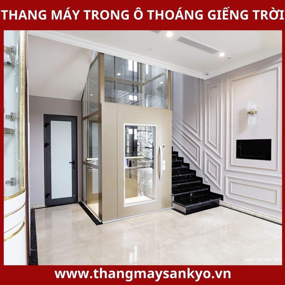 Thang máy trong ô thoáng giếng trời Thang máy trong ô thoáng giếng trời