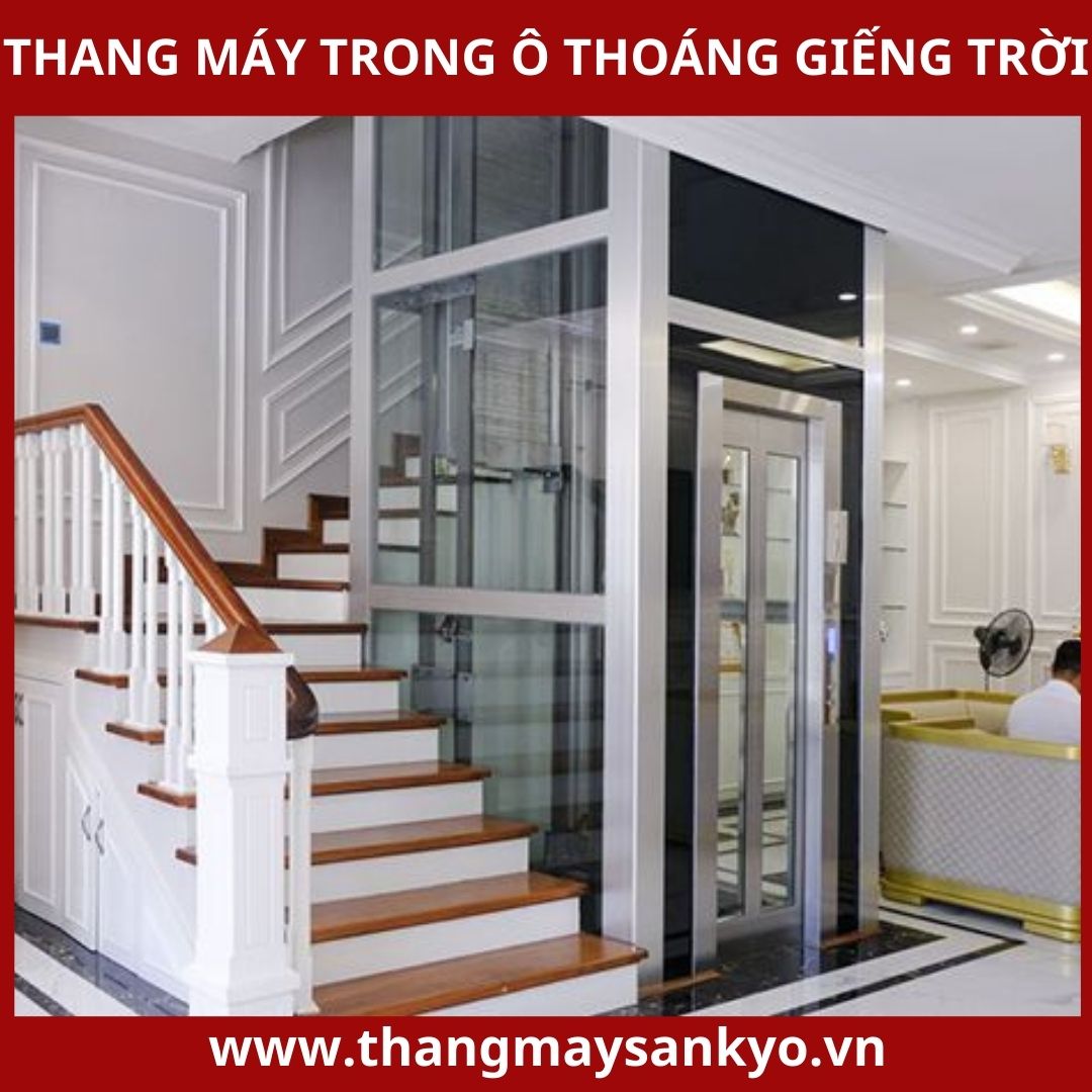 Thang máy trong ô thoáng giếng trời Thang máy trong ô thoáng giếng trời