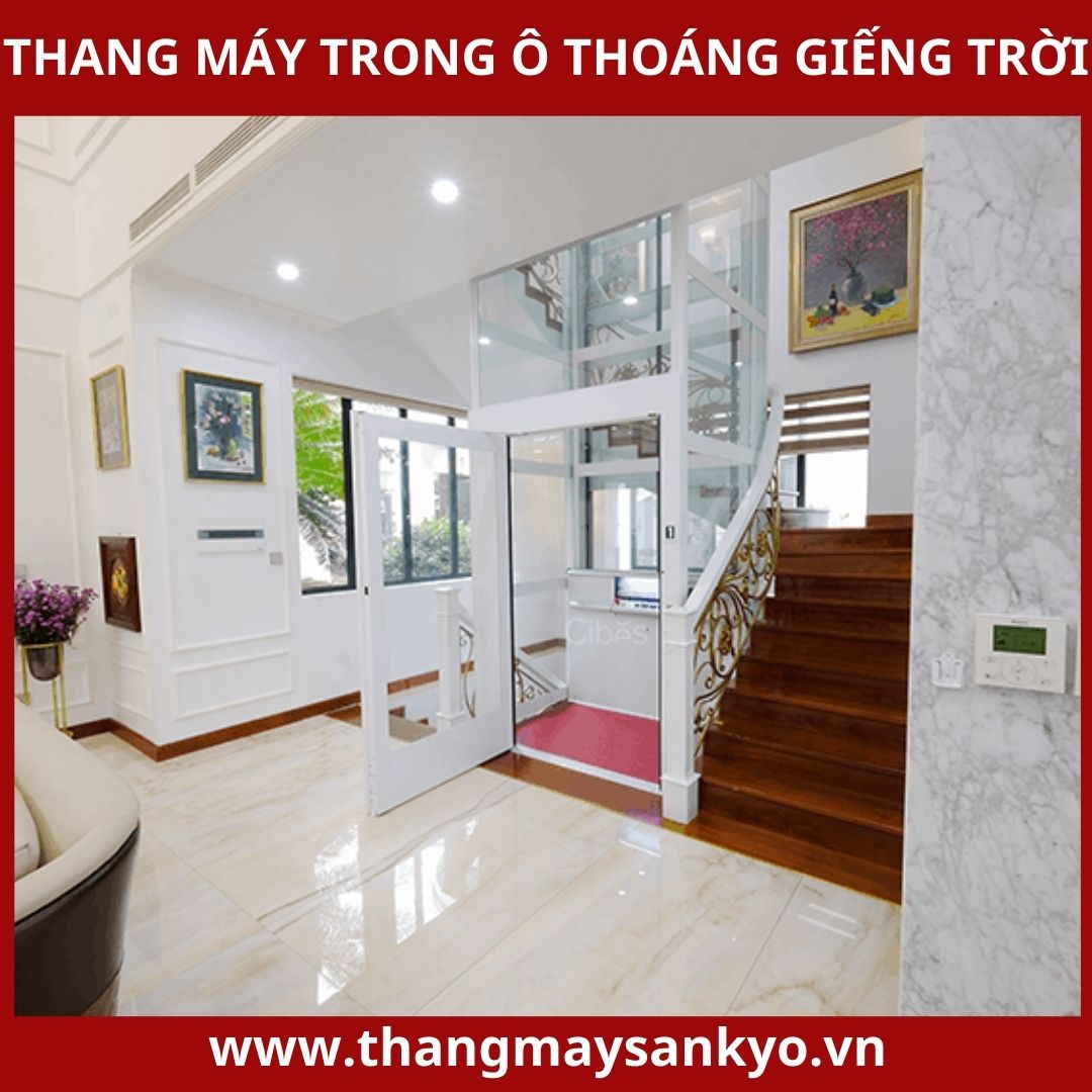 Thang máy trong ô thoáng giếng trời Thang máy trong ô thoáng giếng trời
