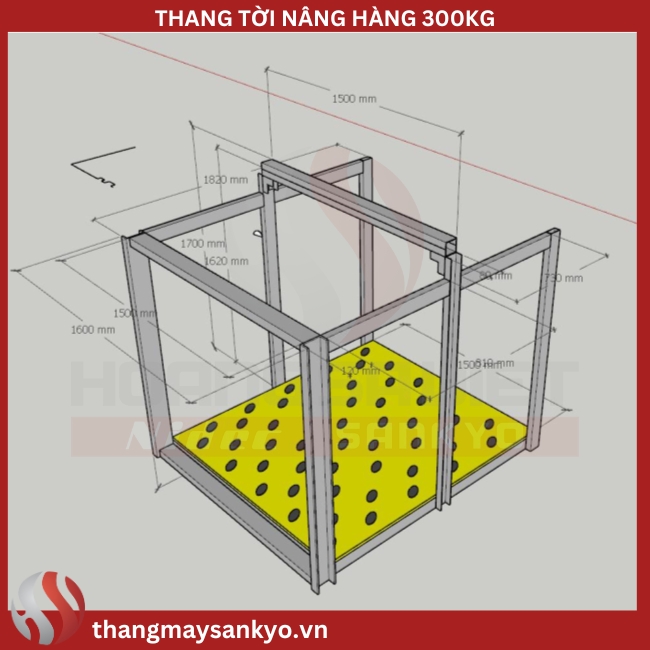 Thang tời nâng hàng 300kg Thang tời nâng hàng 300kg
