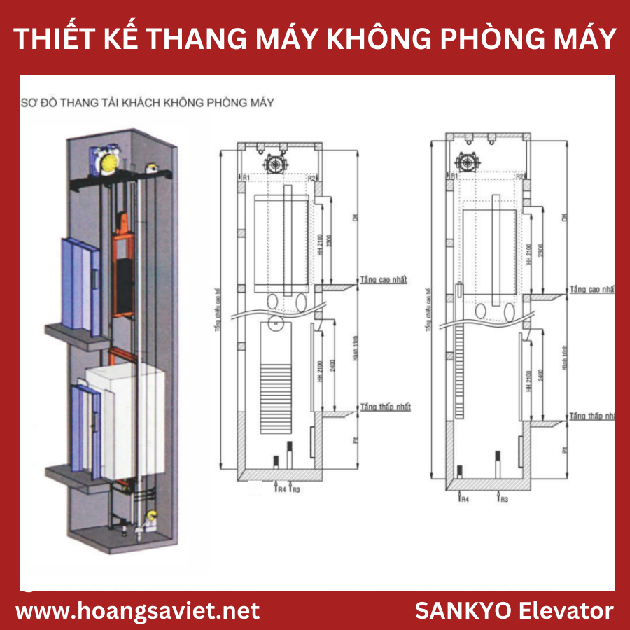 The elevator does not have a machine room The elevator does not have a machine room