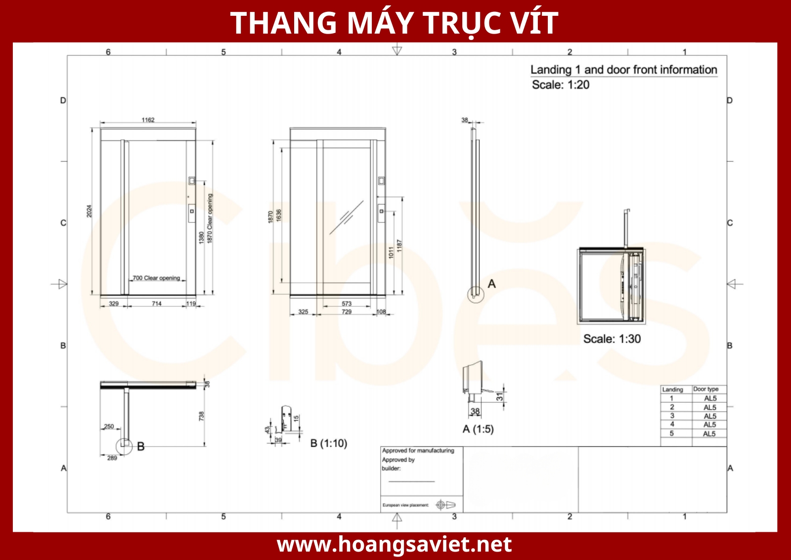 Tham khảo thông số kịch thước thang máy trục vít Tham khảo thông số kịch thước thang máy trục vít