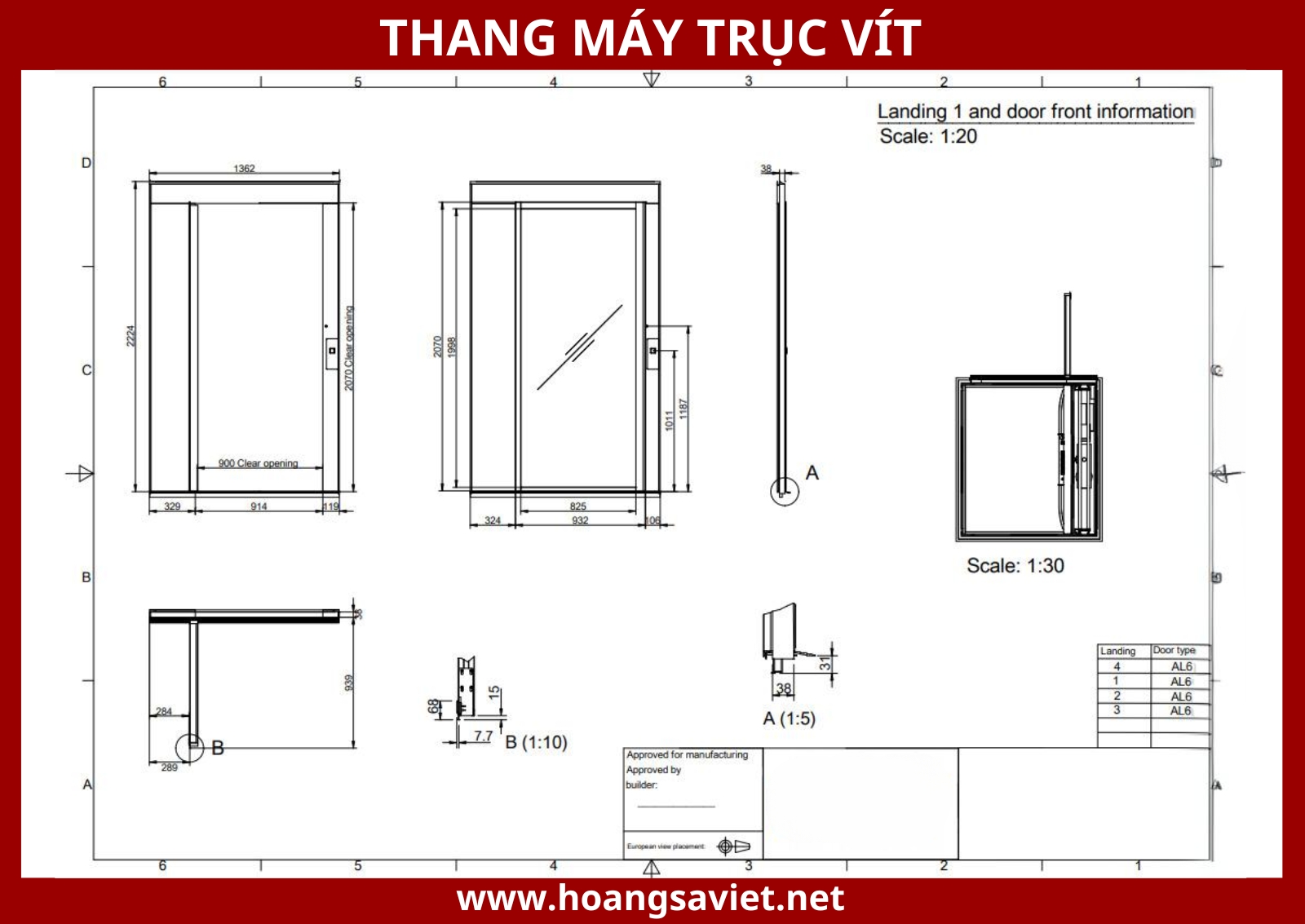 Tham khảo thông số kịch thước thang máy trục vít Tham khảo thông số kịch thước thang máy trục vít