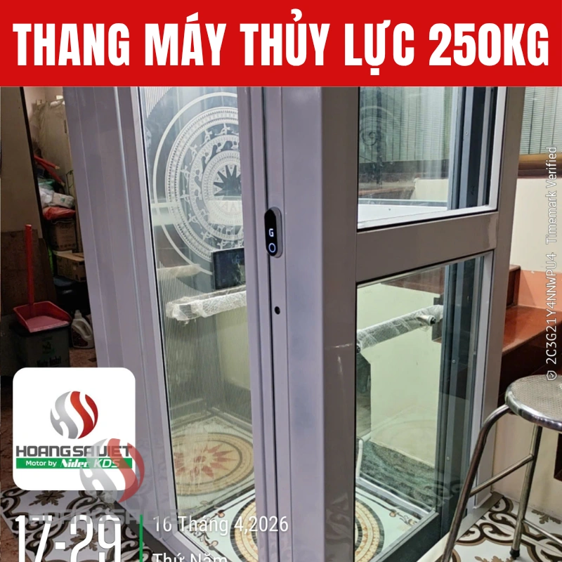 Thang máy thủy lực 250kg sau khi đã hoàn thành sơ bộ